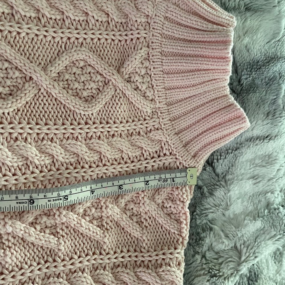Title: Chaps • Ralph Lauren Pink CHANKY Cable Knit Mock Neck Sweater • Size L - Picture 4 of 9